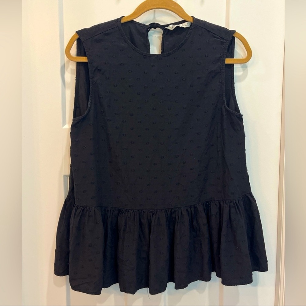 Zara Black Sleeveless Peplum Top